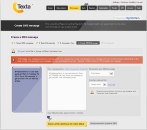 Web to SMS services by Texta